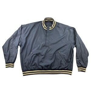 Winner Mate Jacket Men XL Blue Microfiber Water Resistant Striped Trim Pullover